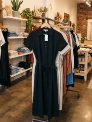 ✅【新品タグ付き】レディース　シャツワンピース　ネイビー　半袖　3XLサイズ