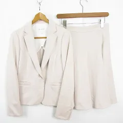 クミキョク 組曲 KUMIKYOKU セットアップ スーツ ジャケット スカート 膝丈 ストレッチ 綿 2 ライトベージュ kz14112