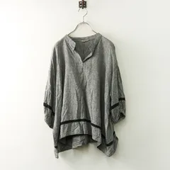 サマンサモスモス Samansa Mos2 リネン スキッパー チェック チュニック F｜ブラック 長袖【2400014779806】