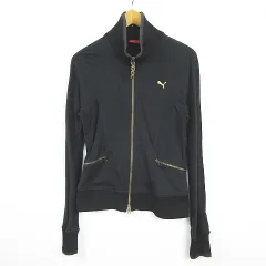 プーマ PUMA トラックジャケット ジャージ ジップアップ 綿 L ブラック ロゴ kz14137