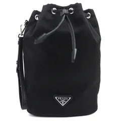 未使用品△PRADA プラダ 1NS369 トライアングルロゴ 三角プレート 一部レザー使い Re-Nylon 巾着 ポーチ ブラック イタリア製 メンズ