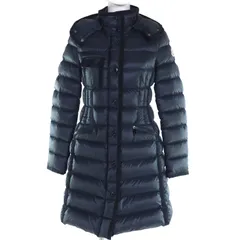 極美品◇MONCLER モンクレール 21-22AW G20931C51100 HERMINE エルミンヌ ロゴワッペン・フード付 ダウンコート ダークネイビー 0 正規品 レディース