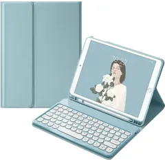 【人気商品】収納 丸型キー Pencil キーボード 分離式 可愛い 10.9インチ 第4世代 第5世代 スタンド機能付き全面保護 Air Air iPad 手帳型カバー iPad キーボードケース M2 ミストブルー M3 11インチ
