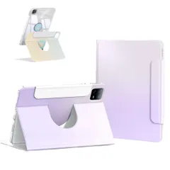 【新着商品】Pro iPad 11 ケース 縦置き 横置き iPad Pro（M4）11インチ 2024年型 ケース 手帳型 2点セット 磁気吸着式 分離式 薄型 360度回転 透明ハードケース 衝撃吸収 タブレットケース 取り外し可能 PUレザー グラデーシ