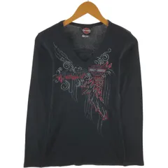 古着 ハーレーダビッドソン Harley-Davidson Vネック ロングTシャツ ロンT USA製 レディースS相当/eaa515029