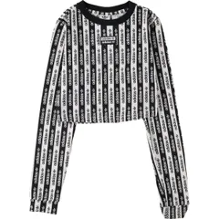 古着 アディダス adidas ORIGINALS オリジナルス 総柄 クロップド丈 ロングTシャツ ロンT レディースS相当/eaa515017