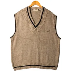古着 90年代 IZOD ケーブル編み Vネック リネン×コットンニットベスト メンズXL相当 ヴィンテージ/eaa572381