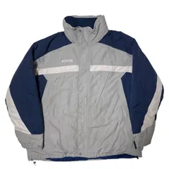 ナイロンジャケット マウンテンパーカー シェルジャケット コロンビア Colombia ロゴ ヴィンテージ フード収納 2XL グレー ネイビー アウター レディース ユニセックス メンズ 古着 長袖 CHM