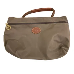 180053 Longchamp ロンシャン セカンドバッグ　ポーチ　ナイロン カーキ　ブラウン ユニセックス