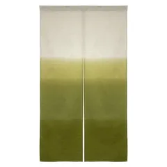 和モダン 和柄 和風モダン 和風 和風暖簾 目隠し 日本 無地 仕切りカーテン シンプル 間仕切り グラデーション ぼかし染め風 カーテン 段ぼかし おしゃれ 麻風 巾85cm 暖簾 丈150cm のれん (鶯色)