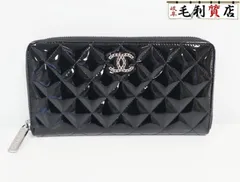 CHANEL シャネル ブリリアント 長財布 ロングジップウォレット マトラッセ A50106 パテントレザー エナメル ブラック 極上美品 財布