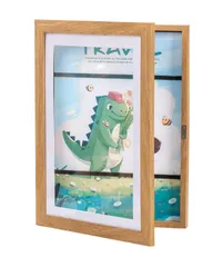 額縁 壁掛けフォトフレーム a4 フレーム 木製 フォト ボックス 作品収納 作品収納ケース 子供 アートパネル 子供の絵を飾る オシャレ パネル 壁掛け アートフレーム (ナチュラル joys] 2個セット) [Simple