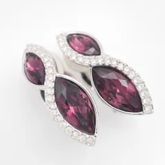 M065 スワロフスキー SWAROVSKI イヤリング パープルカラー ラインストーン デザイン シルバー