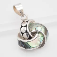 M348 シェル 925刻印 ペンダント トップ インレイ デザイン シルバー チャーム ヘッド ヴィンテージ