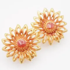 M361 イヤリング フラワー ゴールド デザイン コスチュームジュエリー