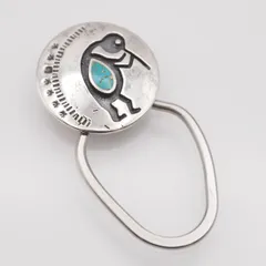 M762 ターコイズ風 BENNETT刻印 キーリング キーホルダー インレイ 彫刻 スタンプワーク デザイン シルバー ヴィンテージ