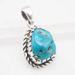 M585 ターコイズ トルコ石 925刻印 ペンダント トップ デザイン シルバー チャーム ヘッド ヴィンテージ 12月誕生石