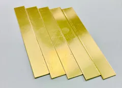 真鍮板端材 磨き 約 1.0×20×152mm（保護テープ付き5枚セット） バングル製作等に