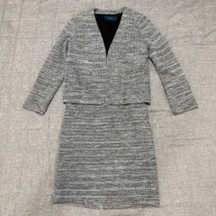 未使用　タグ付き　SHIPS ジャージーセットアップ　スカートスーツ　ママスーツ　卒業式　卒園式　入学式　入園式　グレー　ウエストゴム　謝恩会　ツイード　卒服