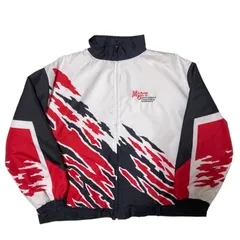 ナイロンジャケット CHM レーシングジャケット ロゴ ヴィンテージ コレクターズアイテム ハートウェルスポーツ 白 赤 黒 総柄 アウター レディース ユニセックス メンズ 古着 長袖