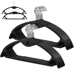 Artifi ハンガー かたくずれ防止 すべらない 20本組 跡がつかない 連結フック付き スーツハンガー 洗濯物干し 360度回転 多機能ハンガー スリム 収納 おしゃれ (ブラック)