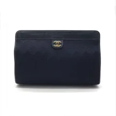 良品 CHANEL シャネル ココマーク マトラッセ クラッチ セカンド バッグ レザー コットン ネイビー レディース ブランド 鞄 a11549