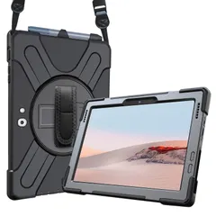 【新着商品】Surface Go ProCase 4/3/2/1 ケース（2023/2021/2020/2018）10.5，耐衝撃TPUカバー 360°回転スタンド ハンドルストラップ ‐ブラック