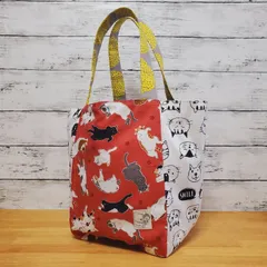 大きめころりんマルシェトートバッグ ねこ柄 ハンドメイド手作り