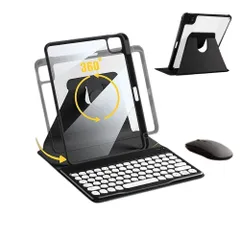 【在庫処分】背面透明 クリア 360度回転 丸型キー /iPad 縦置き Pro ケース 11 キーボード 2022 第4世代 2021 第5世代 2020キーボード付き カバー Air 分離式 Air Apple 11インチ(M2)/iPad Pencil
