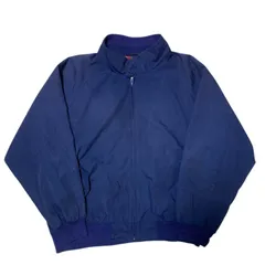 スイングトップジャケット ハリントンジャケット ブルゾン ネイビー 無地 ジップアップ ワークウェア ワークジャケット チェック柄 2XL アウター レディース ユニセックス メンズ 古着 長袖 CHM