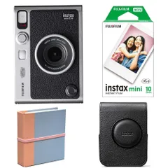 (4点セットB)富士フイルム インスタントカメラ チェキ instax mini Evo C BK フィルム アルバム 専用ケース付き！Evo C ブラック