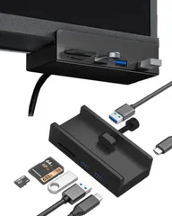 【在庫処分】高速データ転送 充電対応 固定可能 MicroSDカード 5ポート マイクロSDカード TFカード SDカード USB-Cハブ Type-C USB3.0ポート*2 Type-Cハブ USBハブ ミニハブ 5-in-1 持ち運びに便利 クランプ式