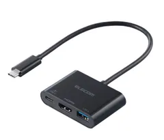 【数量限定】エレコム USB-C ハブ ドッキングステーション 3in1 PD100W USB-A（7.5W供給 スマホ充電対応） HDMI 4K対応 高速データ転送 5Gbps ブラック DST-W11