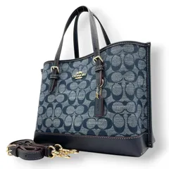 【未使用級】コーチ COACH デンプシー トートバッグ 2WAY ショルダーバッグ 斜め掛け シグネチャー ジャカード デニム キャンバス レザー ネイビー インディゴ C11228 L2240 軽量 カジュアル レディース 鞄 カバン K13