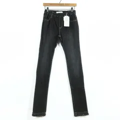 【紙タグ有】ピンクハウス★裾ニットフリル付き♪柔らかデニム風パンツ サイズM 黒系 無地 z17267