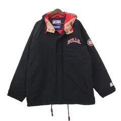 90年代 STARTER スターター NBA シカゴ・ブルズ 中綿ナイロンジャケット ブラック (メンズ XL) 中古 古着 A0771