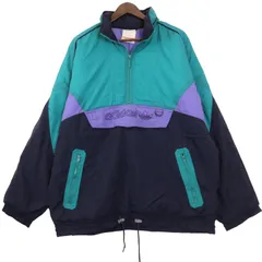 80年代 adidas アディダス 中綿 ナイロン プルオーバージャケット マルチカラー (メンズ L) 中古 古着 A1001