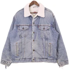 90年代 Levi's リーバイス 70609-4891 ボアデニムジャケット ブルー (メンズ L) 中古 古着 A1121