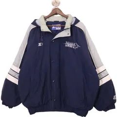 90年代 STARTER スターター NFL ダラス・カウボーイズ 中綿 ナイロンジャケット ネイビー (メンズ XL) 中古 古着 A1159