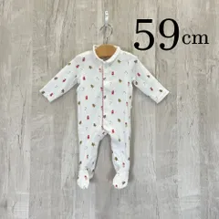 ap11508 OBAiBi オバイビ BABY ベビー ロンパース 50 3M 59cm ホワイト 雪だるま 総柄 綿100％ カバーオール 長袖 3ヶ月 OBAÏBI