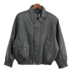 90年代 WINLIT レザー ブルゾンジャケット ブラック(メンズ L)中古 古着 T8815