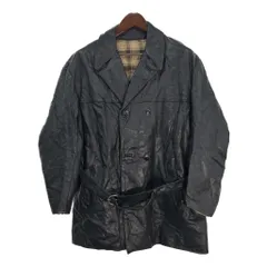 70年代 ダブルブレスト レザージャケット モーターサイクル ブラック(メンズ 52)中古 古着 T9172