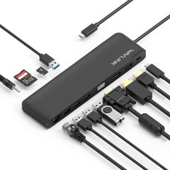 [수량 한정] Windows/Mac 등에 대응 3.5mm 오디오 잭 2개의 USB-A3.0/2개의 USB2.0 포트 슬롯 탑재 microSD&SD 카드 /4K 대응 HDMI/DP 포트/트리플 디스플레이 VGA 포트/이더넷 Deliver