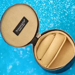 TIFFANY&Co.　 ティファニー　ジュエリーケース 　ジュエリーポーチ　レディース　 ブラック 　ラウンド　レザー