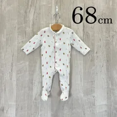 ap11509 OBAiBi オバイビ BABY ベビー ロンパース 60 6M 68cm ホワイト 雪だるま 総柄 綿100％ カバーオール 長袖 6ヶ月 OBAÏBI