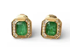 クリスチャンディオール イヤリング Christian Dior ヴィンテージ ラインーストーン グリーン/ゴールド【中古】