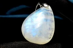 【１点物】AAA☆シルバー925 インド産 ブルームーンストーン　25x19mm　ドロップ ペンダントトップ パワーストーン 天然石 _PC9035