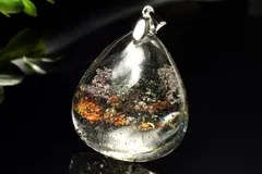 【１点物】シルバー925◇庭園水晶 ガーデンクォーツ　28x24mm　ドロップ ペンダントトップ パワーストーン 天然石 _PC8949