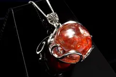 【１点物】シルバー925◇錦鯉水晶 ライモナイトインクォーツ　15mm　丸玉 ペンダントトップ パワーストーン 天然石 _PC8959