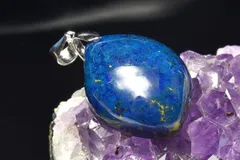 【１点物】シルバー925◇高発色 アズライト(藍銅鉱)　24x18mm　リーフ ペンダントトップ パワーストーン 天然石 _PC8992